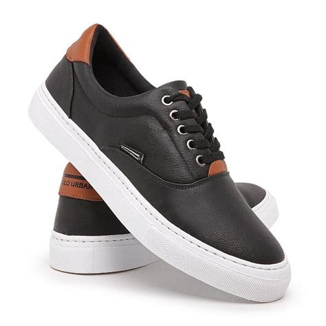 tenis masculino couro preto